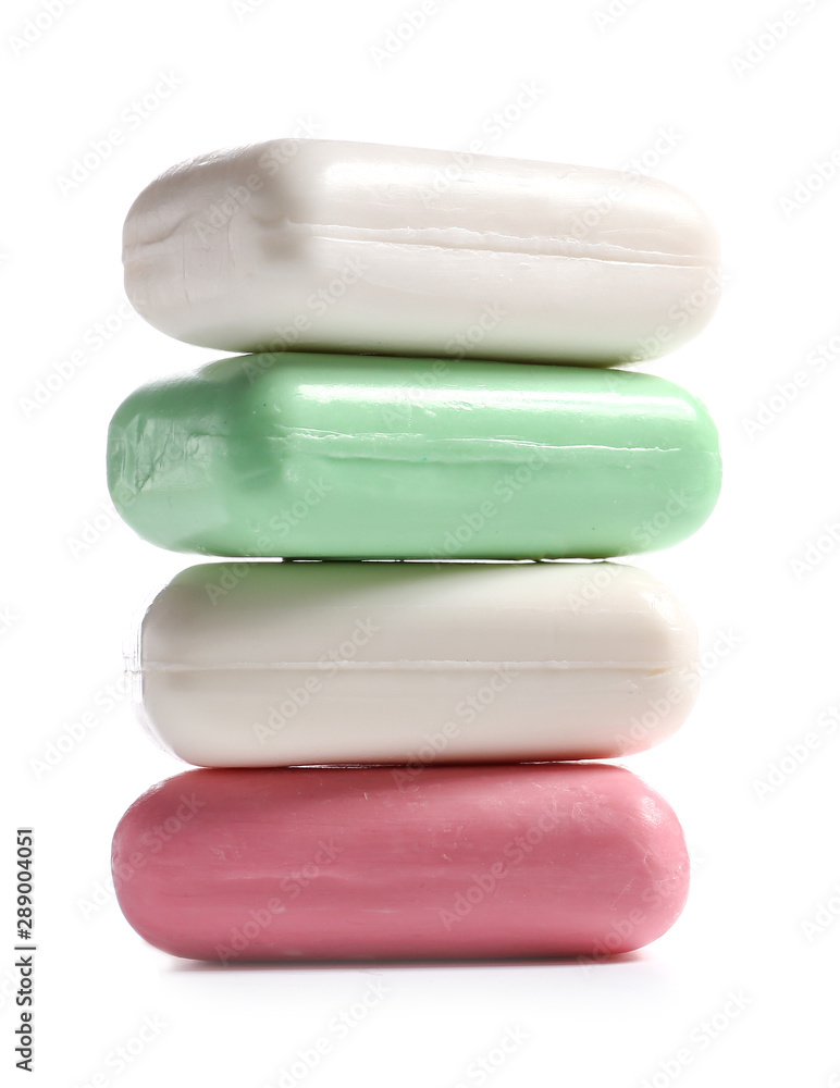Stack of soap bars on white background Stack of soap bars on white background