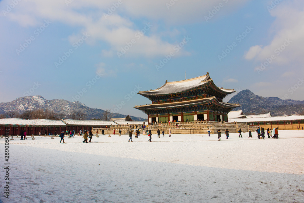 Gyeongbokgung palace, in winter Seoul,South Korea. Gyeongbokgung palace, in winter Seoul,South Korea.