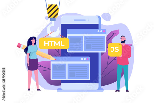 Programming Software or app , Web design and Front end development  concept.  Vector illustration.