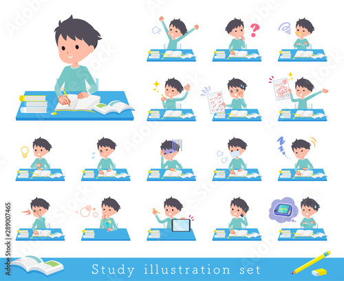 flat type blue clothing boy_Study