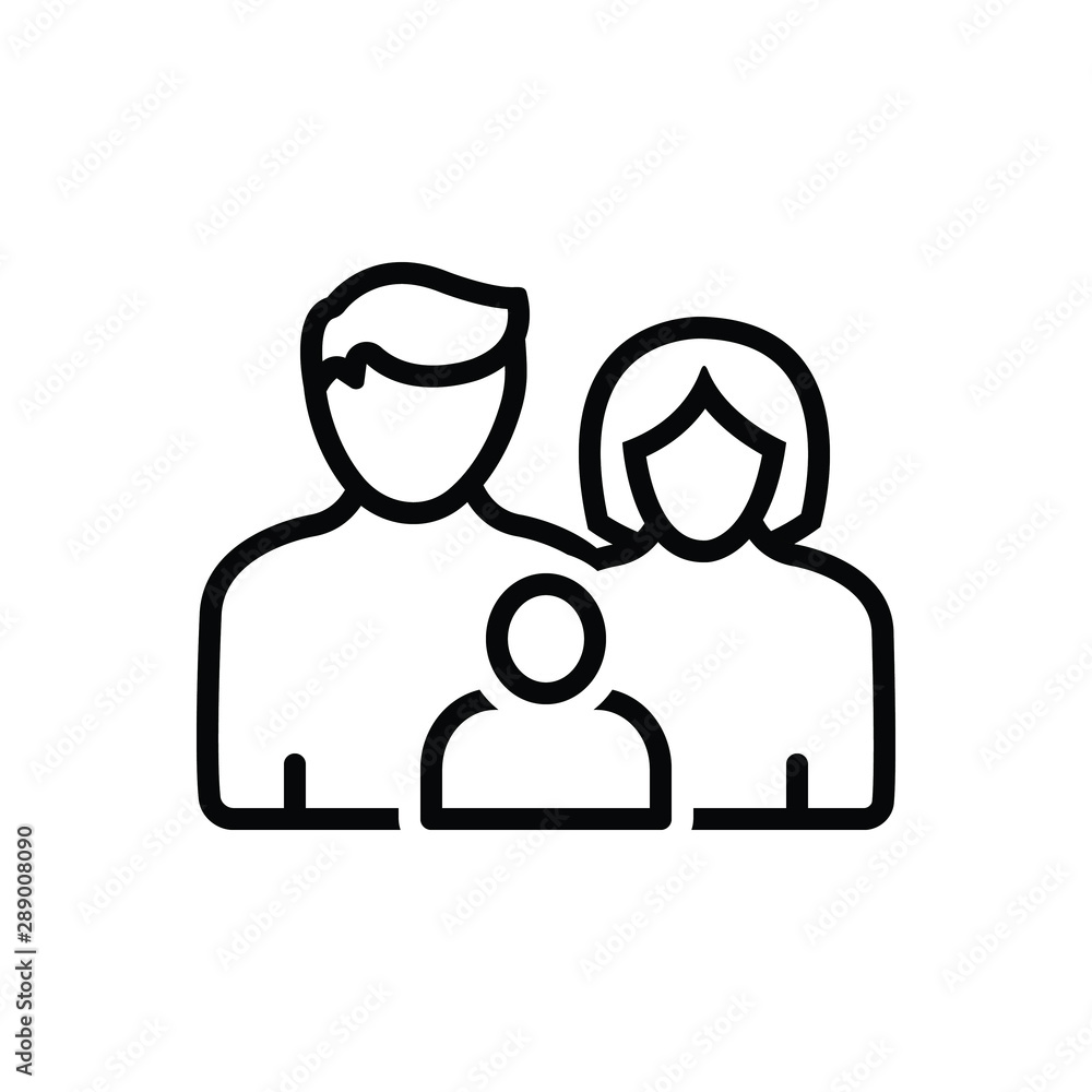 Black line icon for family with baby Black line icon for family with baby