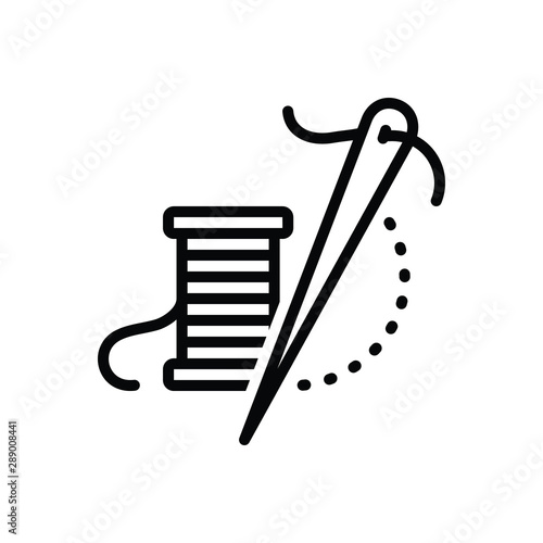 Black line icon for thread needle