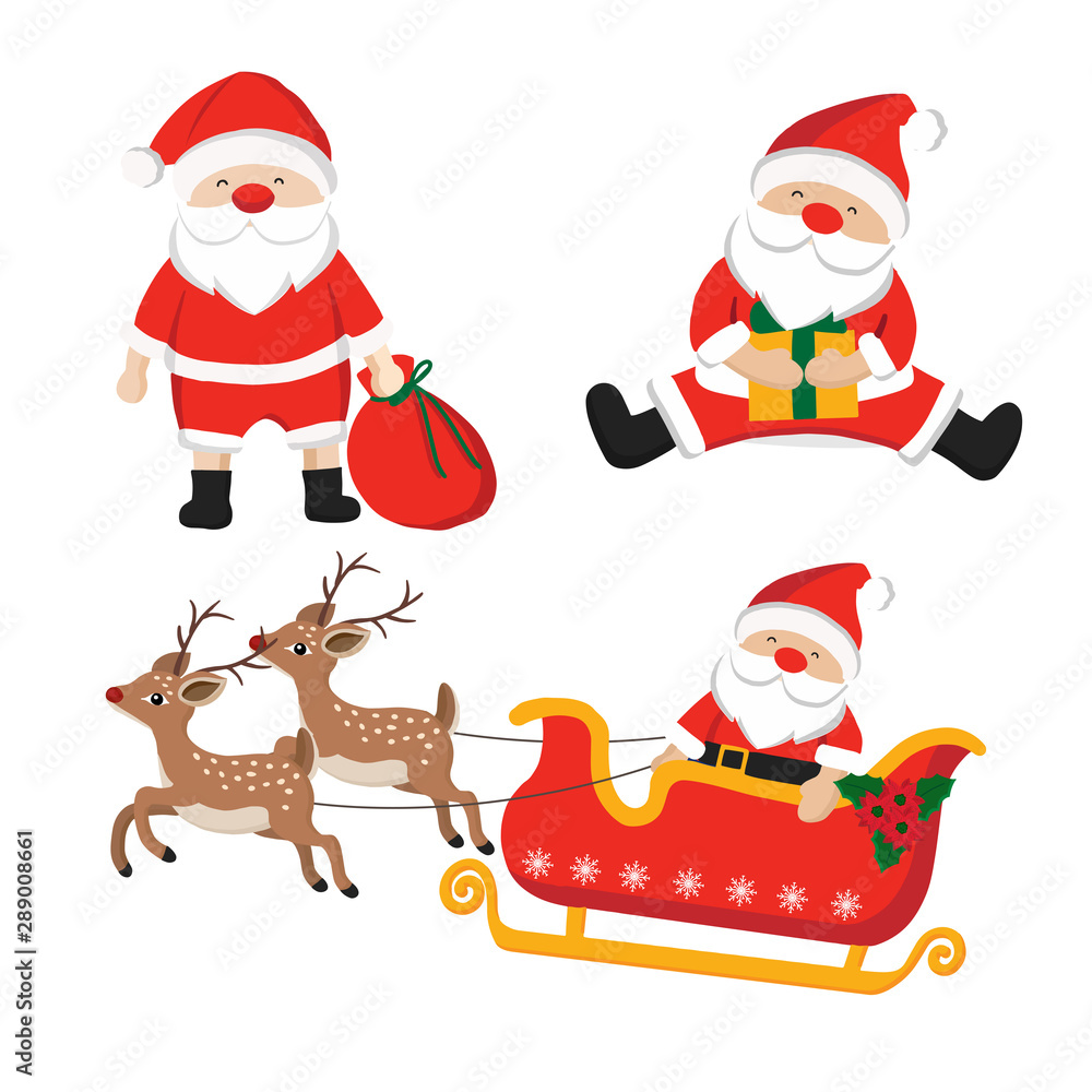 Set of santa claus character illustration for Christmas. - obrazy, fototapety, plakaty 