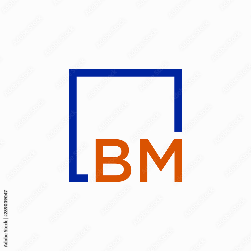 Letter BM Logo design with square frame line art. business consulting concept. studio,room,group icon. Suitable for business, consulting group company. - vector Letter BM Logo design with square frame line art. business consulting concept. studio,room,group icon. Suitable for business, consulting group company. - vector