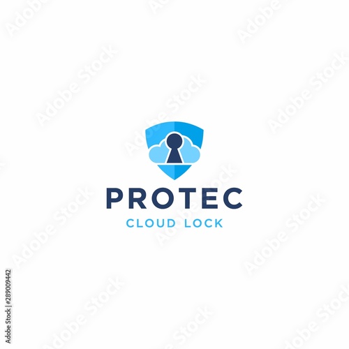Free Download Cloud and Keyhole with Shield for Secure/Private upload, server, data logo design inspiration - GFXLoad