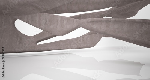 Abstract architectural brown concrete smooth interior of a minimalist house. 3D illustration and rendering