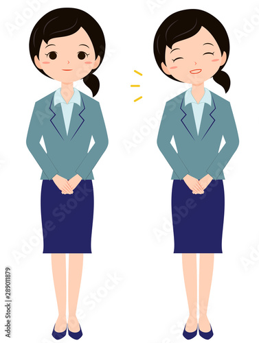 挨拶をする女性　ビジネス