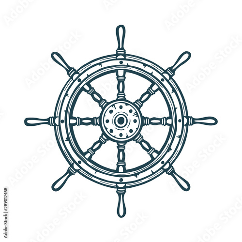 Boat helm. Boat helm hand drawn realistic vector illustration. Part of set.