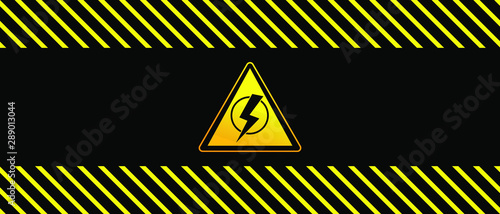 Power outage, warning poster in yellow and black with a triangular icon of electricity