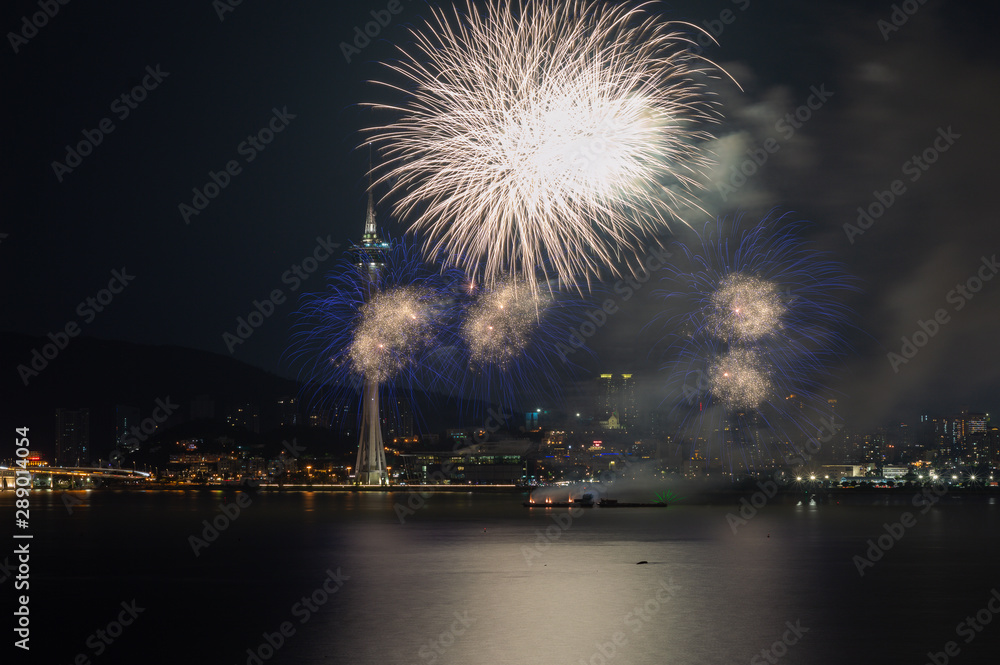 Macau, China 7th September 2019. 30th Macao International Fireworks Display Contest, Malaysia Team - Blastmaster Sdn Bhd Macau, China 7th September 2019. 30th Macao International Fireworks Display Contest, Malaysia Team - Blastmaster Sdn Bhd