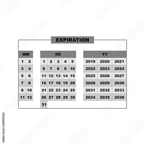 Expiration date product label, packaging symbol illustration template.
