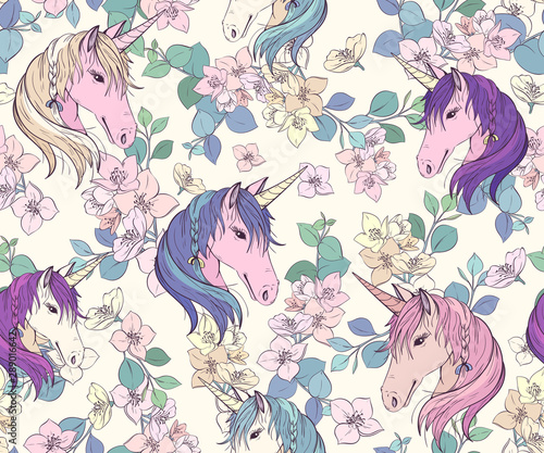 Dekoracja na wymiar  seamless-pattern-with-unicorns-and-flowers