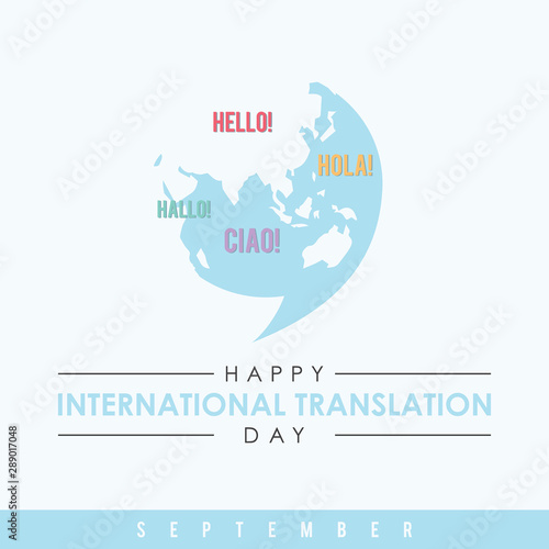 Design emblem for International Translation Day vector background in flat style