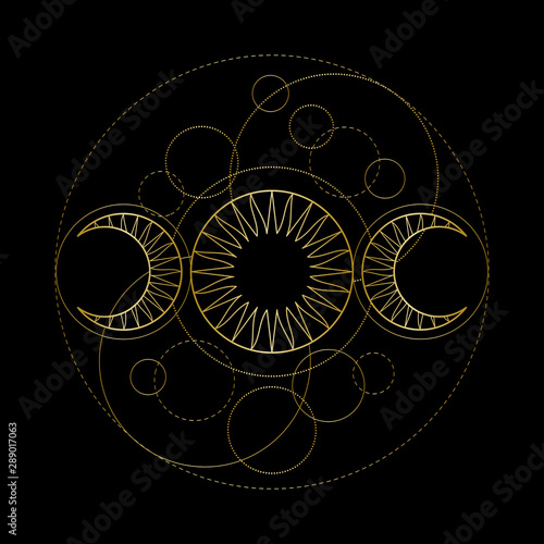 Triple moon magic and astronomy vecor symbol
