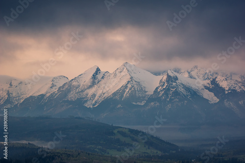 Panorama of the Tatra Mountains from the Litwinka peak, Malopolskie, Poland