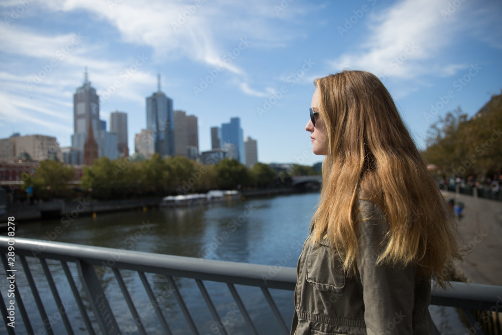Young Woman Crossing Yarra River