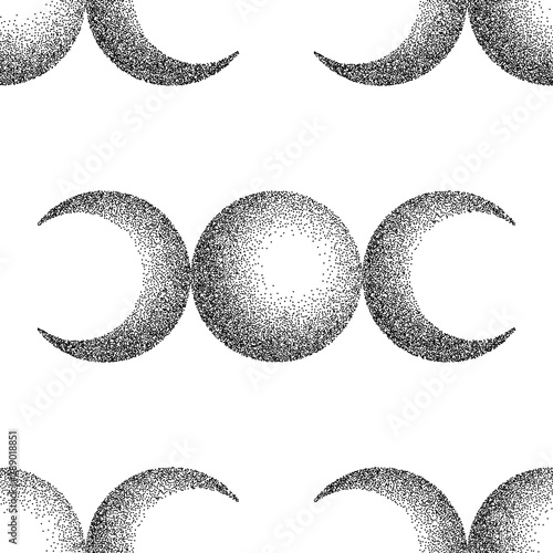 Triple moon magic and astronomy vecor seamless pattern