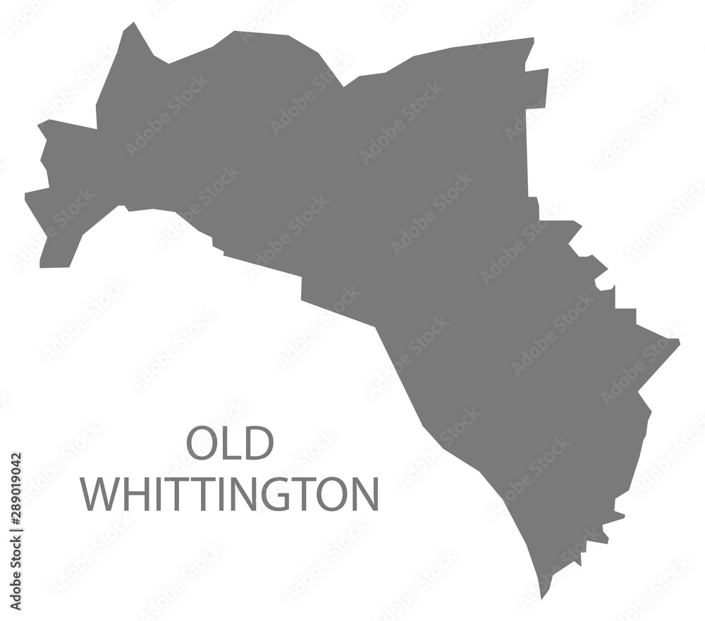 Fototapeta premium Old Whittington grey ward map of Chesterfield district in East Midlands England UK
