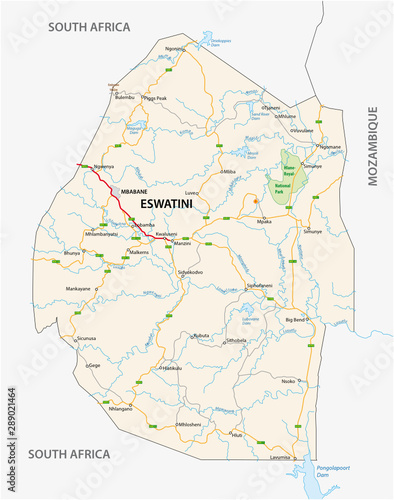 Kingdom of Eswatini formerly Swaziland road map