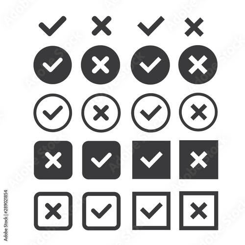 Set of black check mark icon.