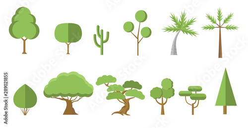 Vector various perennial plants on isolated white background.