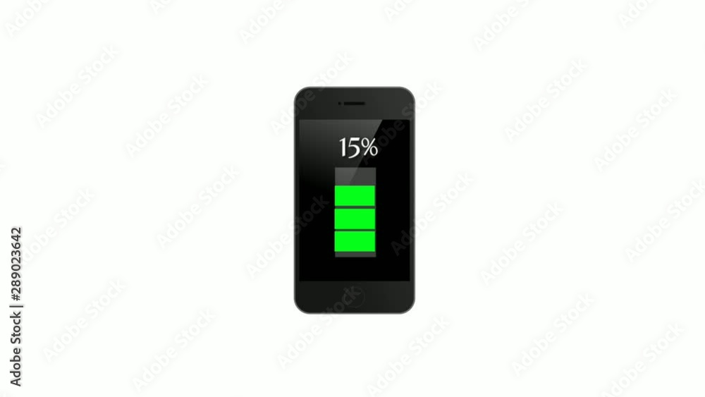 The animation charges the smartphone, the battery is weak, turned off and against a white background The animation charges the smartphone, the battery is weak, turned off and against a white background