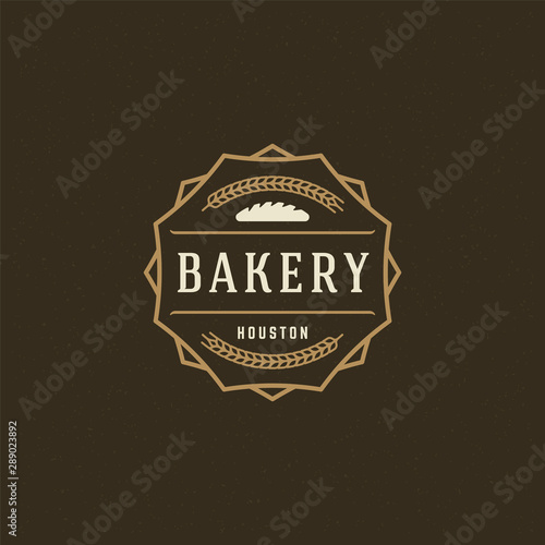 Bakery logo or badge vintage vector illustration loaf silhouette for bakery shop