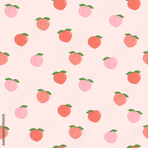 pink peach seamless pattern. fresh fruit background.