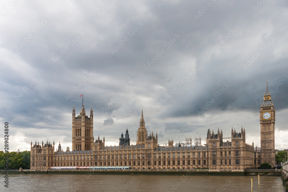 Storm clouds gathering over the Palace of Westminster.