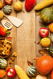 Harvest and thanksgiving vegetable frame background