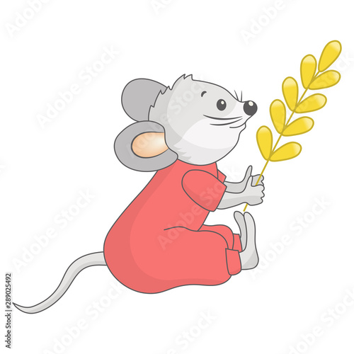 Vector cute little mouse with spikelets