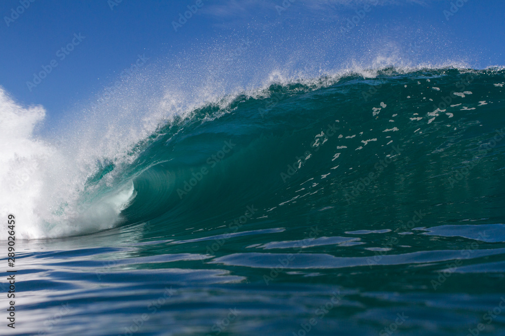 huge fierce wave crashing on a shallow coral reef huge fierce wave crashing on a shallow coral reef