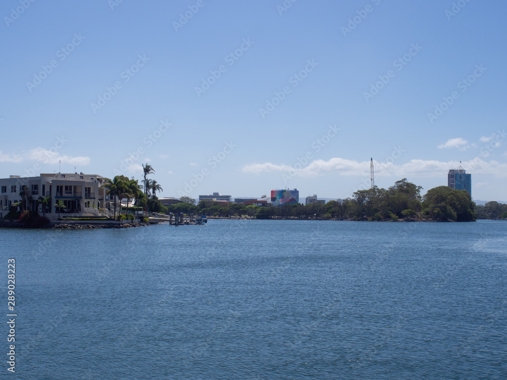View Of Chevron Island At Surfers Paradise From The Nerang River