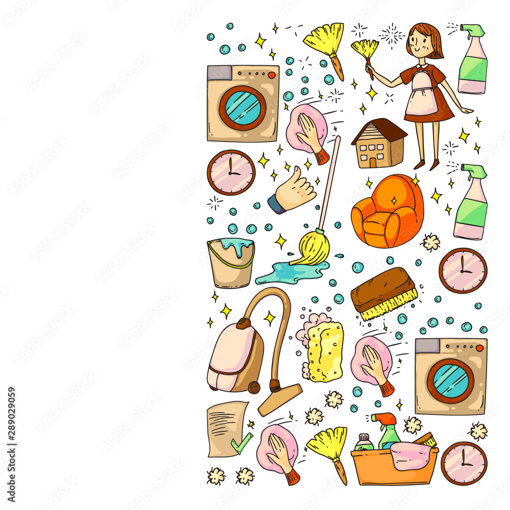 Cleaning services company vector pattern