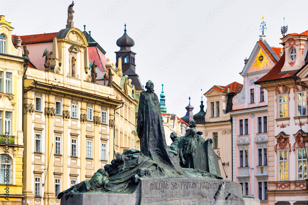 Statue of Jan Hus on the Old Town Square in Prague