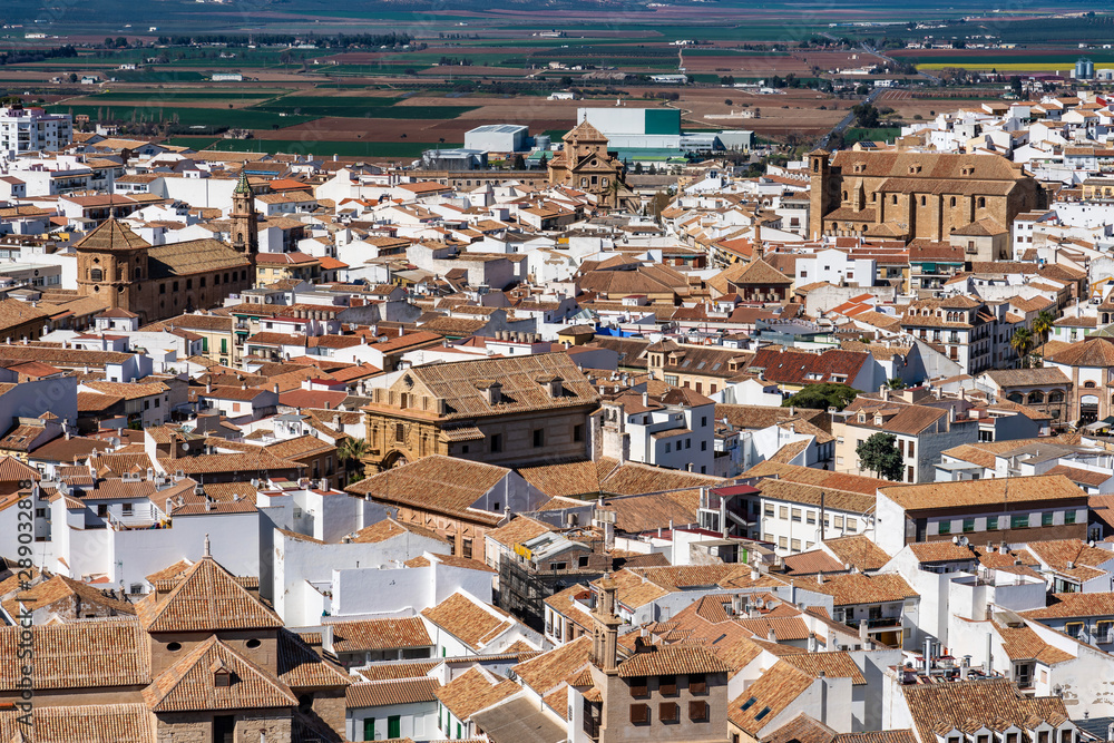 View of the city of Antequera in Malaga, Andalusia, Spain