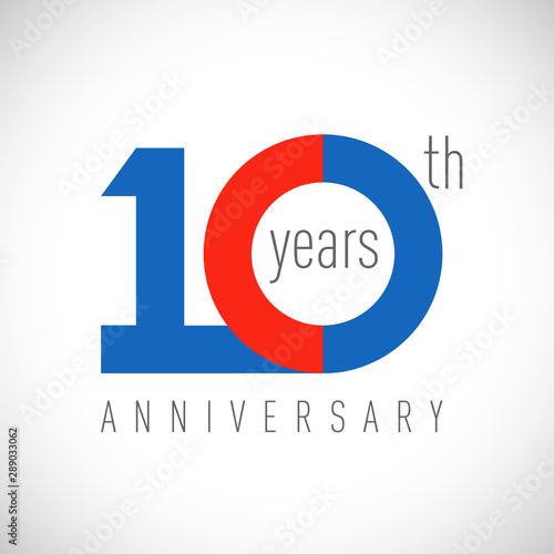 10 th anniversary numbers. 10 years old congrats, colorful logotype. Congratulation idea. Isolated abstract graphic design template. Coloured 0 digit. Up to 10% off discount. Anniversary logo concept.