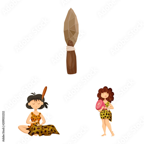 Isolated object of ancient and age sign. Set of ancient and archeology stock symbol for web.