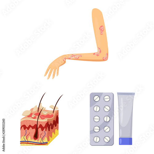 Vector design of pain and dermatology icon. Collection of pain and healthcare stock symbol for web.