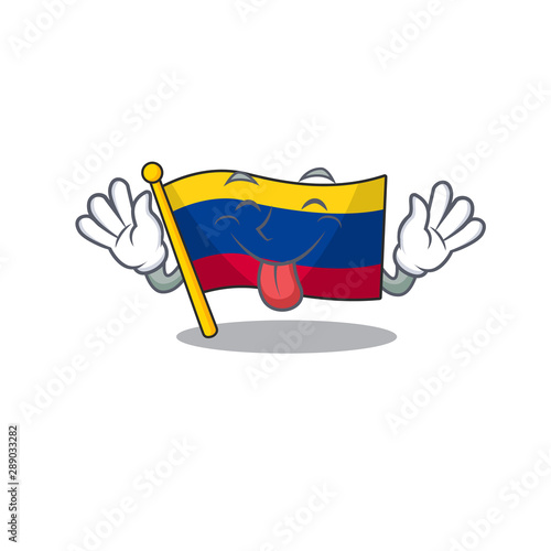 Tongue out colombia flag stored above mascot drawer