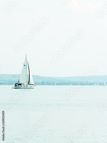 Elegant sailboat at the lake Balaton.
