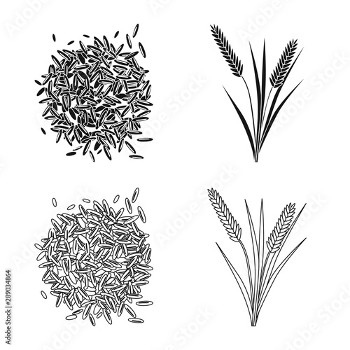 Isolated object of crop and ecological logo. Collection of crop and cooking stock vector illustration.