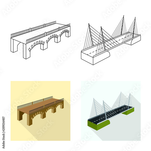 Isolated object of connection and design logo. Set of connection and side stock symbol for web.