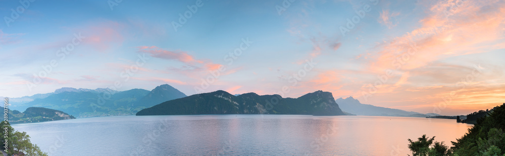 Sunset over Lake Lucerne. Switzerland