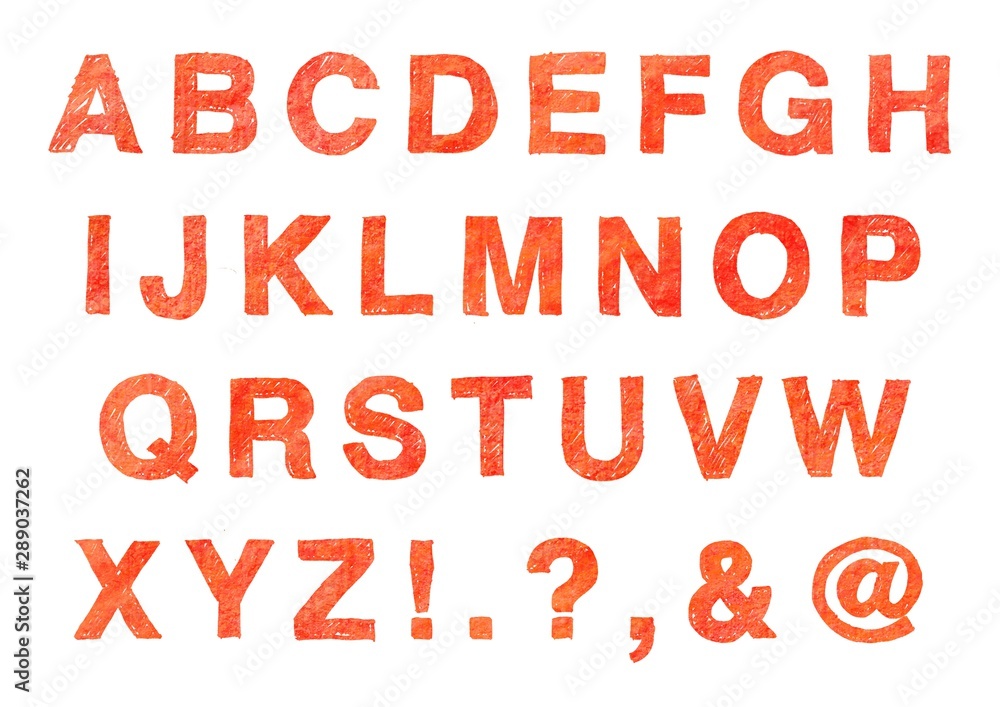 Hand drawn red alphabet letters Hand drawn red alphabet letters