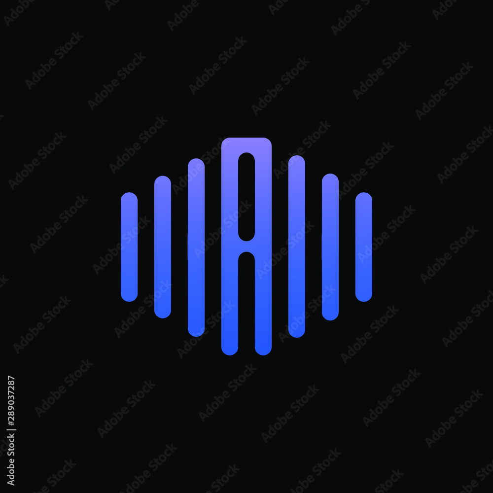 letter A abstract for information technology and digital. minimalist sound music equalizer icon. audio logotype Unique and simple element. -vector letter A abstract for information technology and digital. minimalist sound music equalizer icon. audio logotype Unique and simple element. -vector