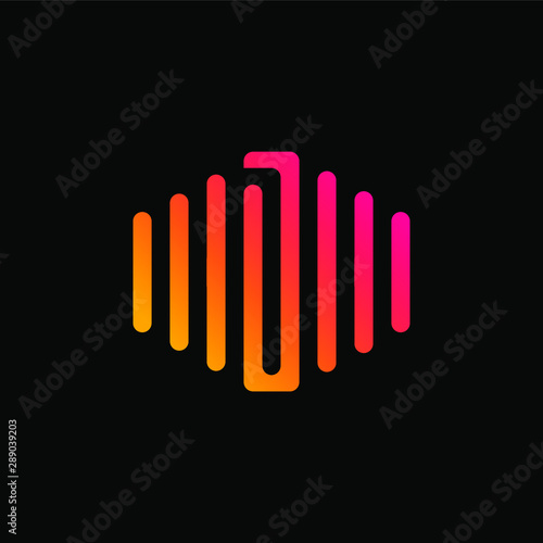 letter D abstract for information technology and digital. minimalist sound music equalizer icon. audio logotype Unique and simple element. -vector