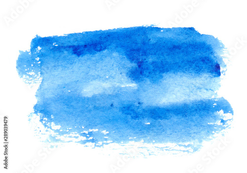 Abstract blue watercolor background hand painted. 