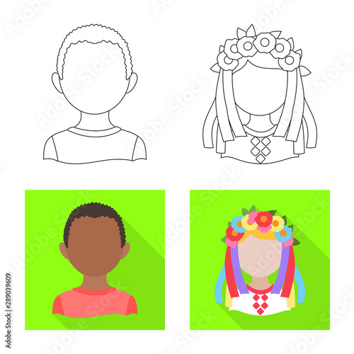 Isolated object of imitator and resident logo. Set of imitator and culture stock symbol for web.