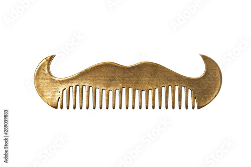 Bild auf Leinwand Closeup image of steel comb for beard and mustache isolated at white background